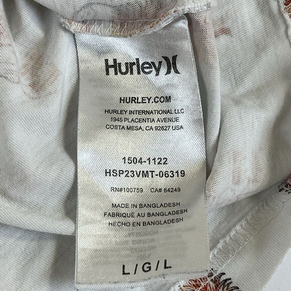 Men's Hurley Pineapple Skulls All Over Print‎ White Short Sleeve T-Shirt Sz Lg - Picture 4 of 8